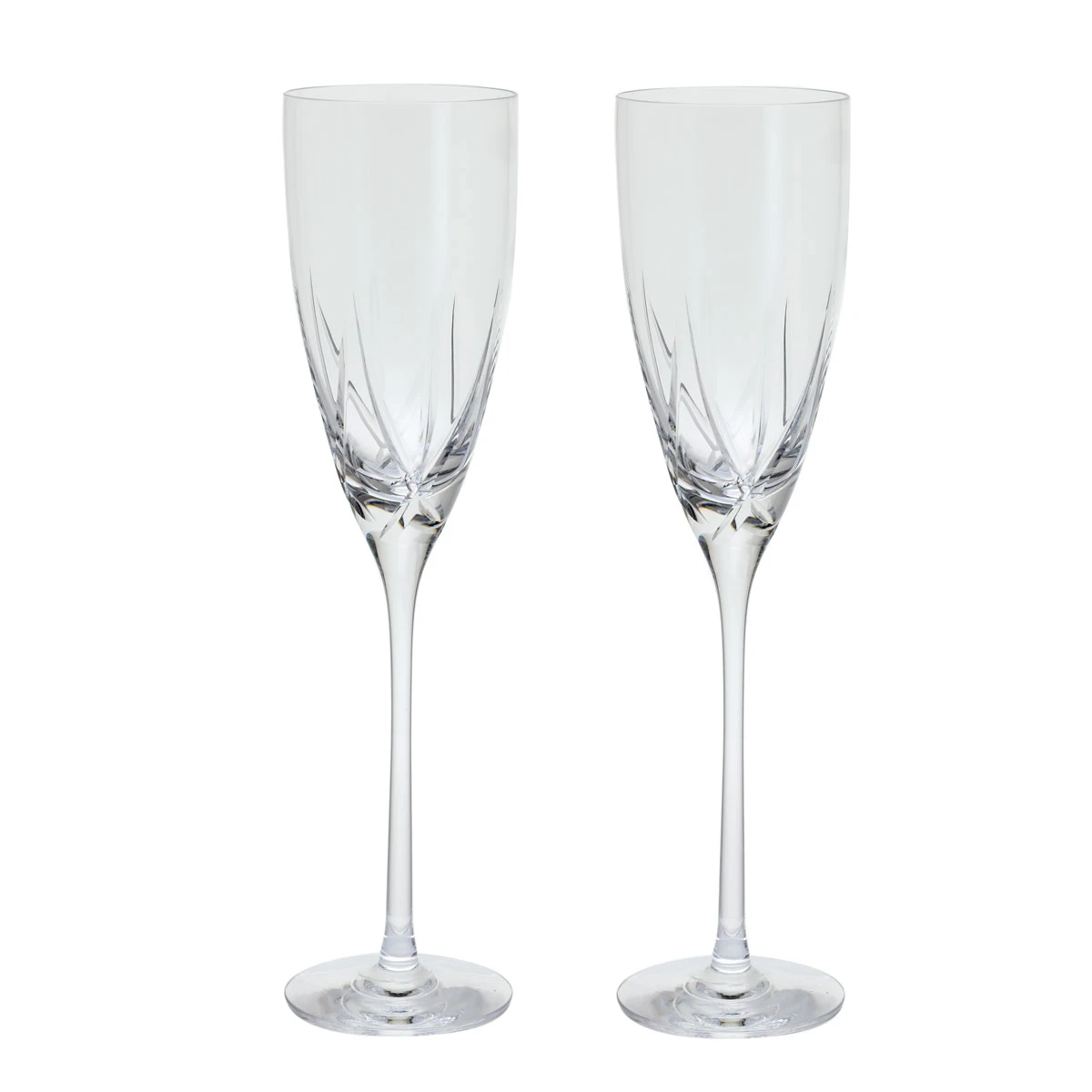 Swish Cut Crystal Flute, Set Of 2 1 Swish Cut Crystal Flute, Set Of 2