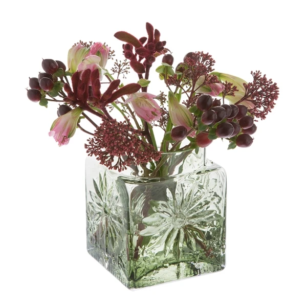 Marguerite Square Vase Olive Green 1 Marguerite Square Vase Olive Green